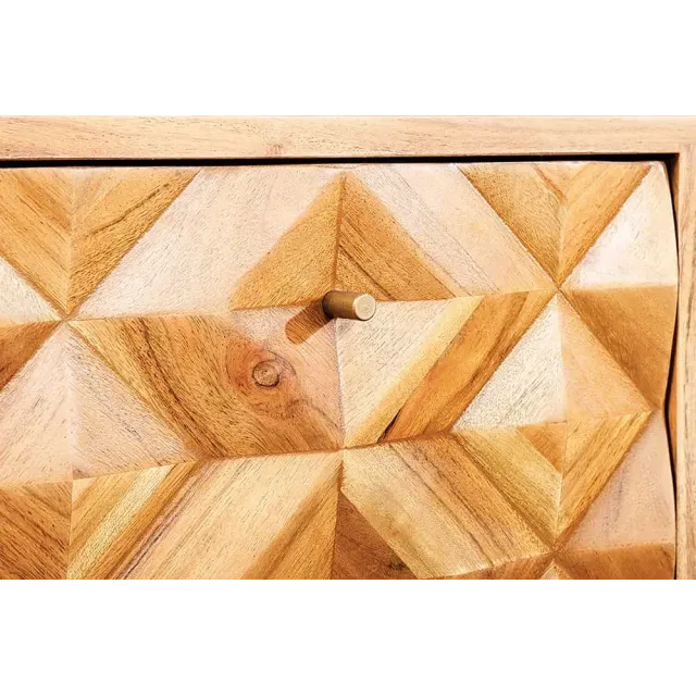 Bureau en bois massif d’Acacia 135 cm – Finition Miel avec tiroirs de rangement & design rétro