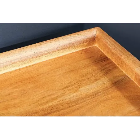 Bureau en bois massif d’Acacia 135 cm – Finition Miel avec tiroirs de rangement & design rétro