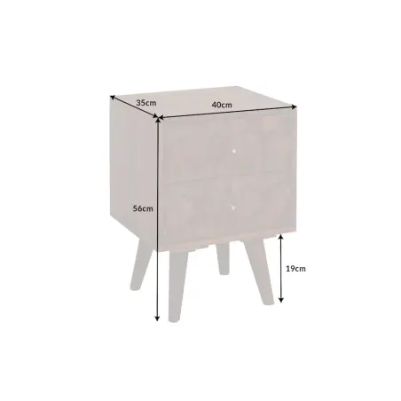 Table de chevet / Beistelltisch MYSTIC salon 40 cm – Bois massif d’acacia brun avec surface 3D sculptée à la main