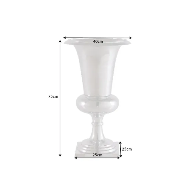 Vase design GOAL 75 cm – Argenté en aluminium poli, vase ou cache-pot décoratif
