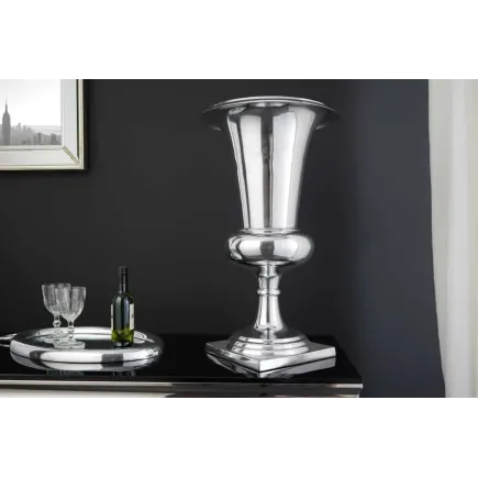 Vase design GOAL 75 cm – Argenté en aluminium poli, vase ou cache-pot décoratif 2