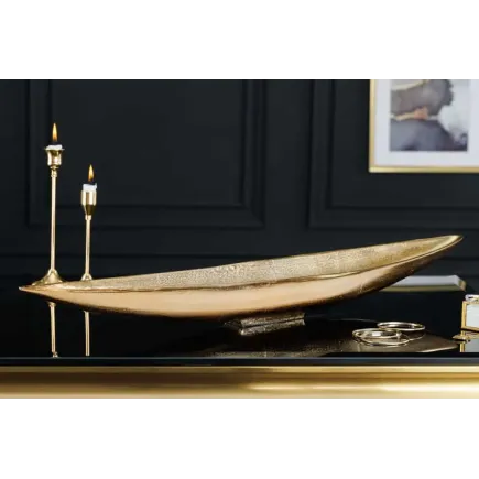 Coupe décorative GOLD LEAF 80 cm – Aluminium doré antique, fabrication artisanale