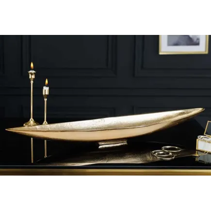 Coupe décorative GOLD LEAF 80 cm – Aluminium doré antique, fabrication artisanale 2