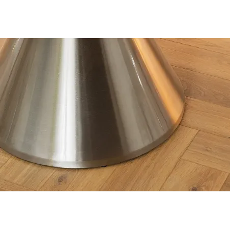 Table ronde ELEGANCIA 130 cm – Plateau en marbre noir et pied colonne en acier chromé