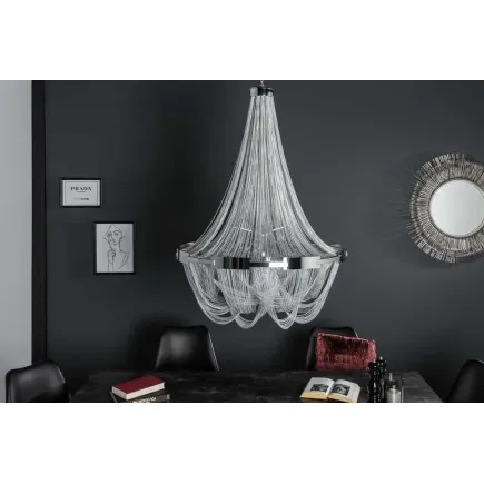 Lustre ROYAL XL 70 cm – Suspension argentée en chaînes métalliques, 6 ampoules E14 2