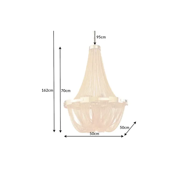 Lustre extravagant ROYAL XL 70cm – Suspension dorée en métal avec chaînes fines