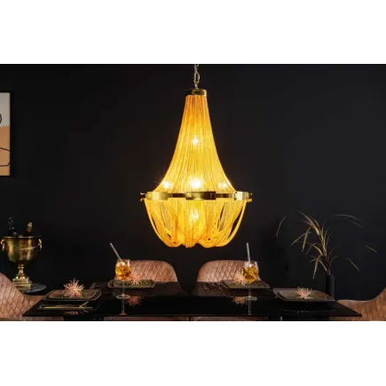 Lustre extravagant ROYAL XL 70cm – Suspension dorée en métal avec chaînes fines 2