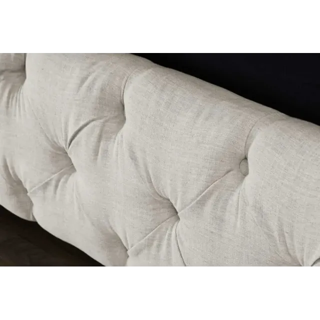 Design Boxbett PARIS 180x200cm – Lit double Chesterfield en lin beige