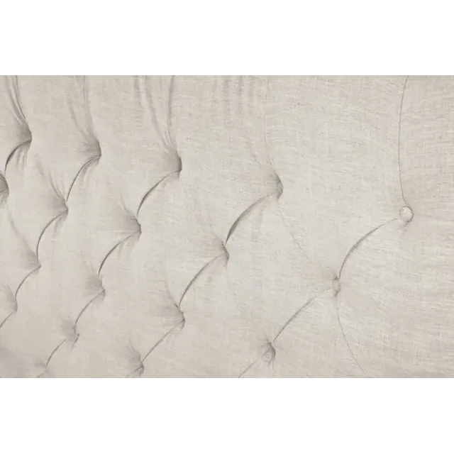 Design Boxbett PARIS 180x200cm – Lit double Chesterfield en lin beige