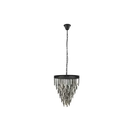 Luxus Kronleuchter KRISTALL 50cm – Suspension design avec prismes en verre gris et structure noire