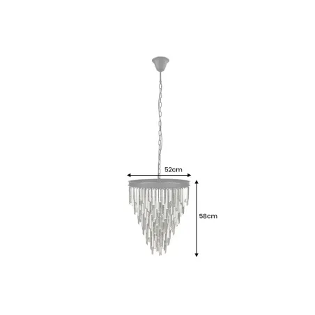 Luxus Kronleuchter KRISTALL 50cm – Suspension design avec prismes en verre gris et structure noire