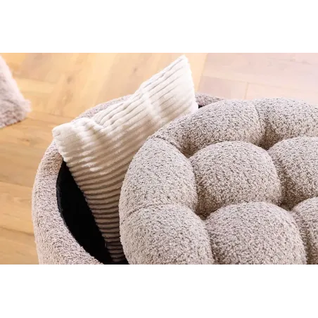 Pouf MODERN BAROCK 50cm – Pouf design champagner Bouclé avec espace de rangement