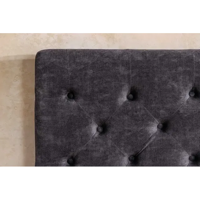 Boxbett PARIS 180x200cm – Lit coffre design Chesterfield en velours gris avec rangement intégré Boxbett PARIS 180x200cm – Lit coffre design Chesterfield en velours gris avec rangement intégré