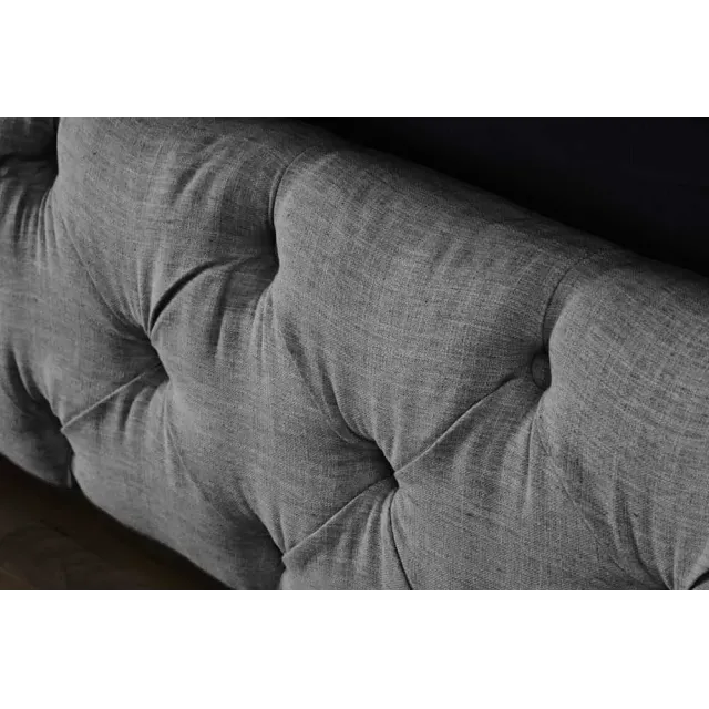 Design Boxbett PARIS 180x200cm – Lit double Chesterfield en lin gris avec cadre robuste