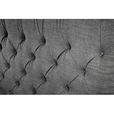Design Boxbett PARIS 180x200cm – Lit double Chesterfield en lin gris avec cadre robuste