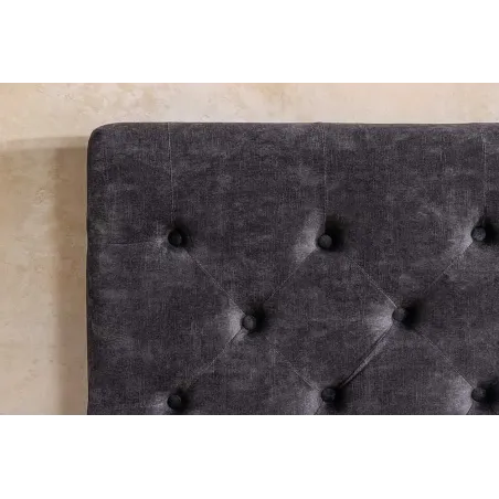 Boxbett PARIS 160x200cm – Lit double Chesterfield en velours gris avec rangement intégré