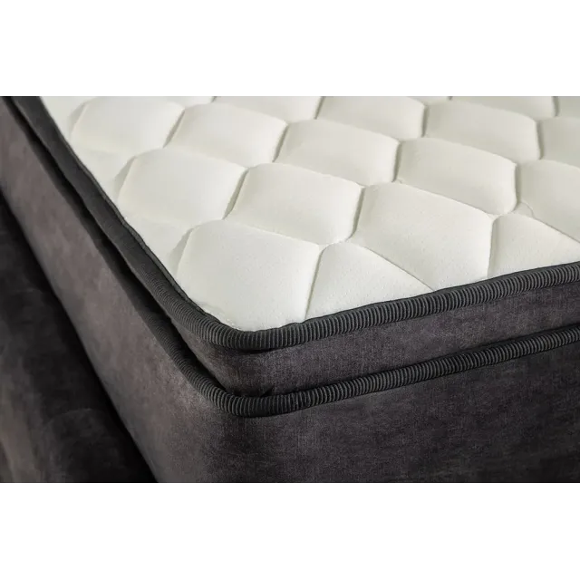 Boxbett PARIS 180x200cm – Lit double Chesterfield en velours gris avec coffre de rangement, matelas et topper inclus Boxbett PARIS 180x200cm – Lit double Chesterfield en velours gris avec coffre de rangement, matelas et topper inclus