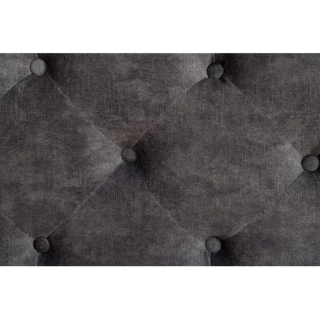 Boxbett PARIS 180x200cm – Lit double Chesterfield en velours gris avec coffre de rangement, matelas et topper inclus