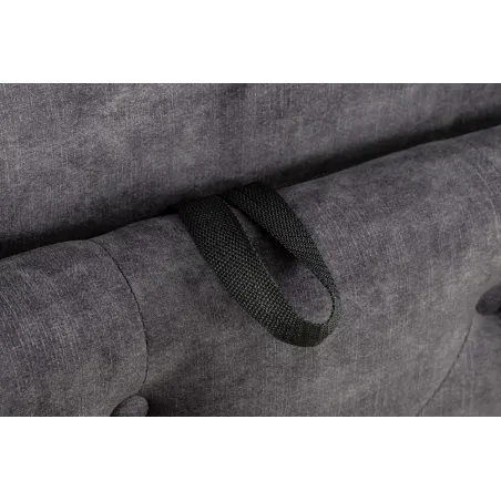 Boxbett PARIS 180x200cm – Lit double Chesterfield en velours gris avec coffre de rangement, matelas et topper inclus