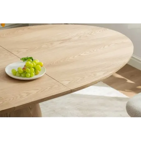 Table à manger extensible UNIQUE 160–200 cm – Chêne naturel avec pied central au design élégant