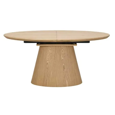Table à manger extensible UNIQUE 160–200 cm – Chêne naturel avec pied central au design élégant