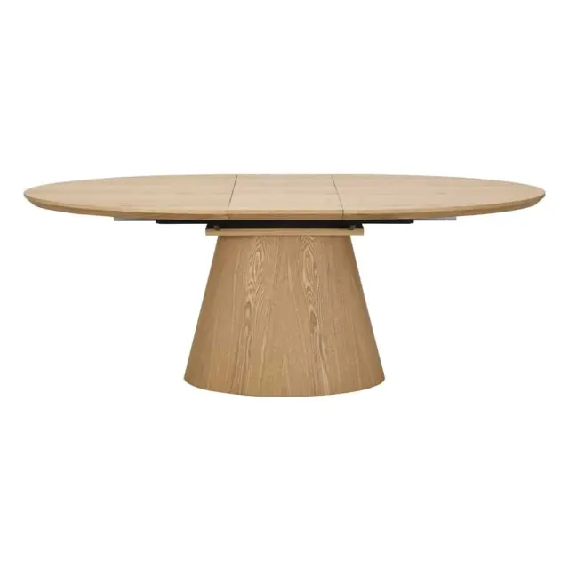 Table à manger extensible UNIQUE 160–200 cm – Chêne naturel avec pied central au design élégant Table à manger extensible UNIQUE 160–200 cm – Chêne naturel avec pied central au design élégant