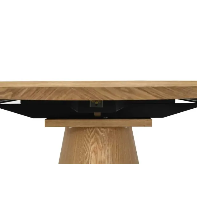 Table à manger extensible UNIQUE 160–200 cm – Chêne naturel avec pied central au design élégant Table à manger extensible UNIQUE 160–200 cm – Chêne naturel avec pied central au design élégant
