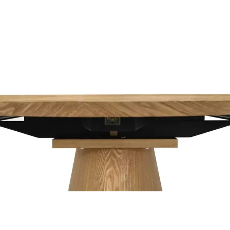 Table à manger extensible UNIQUE 160–200 cm – Chêne naturel avec pied central au design élégant