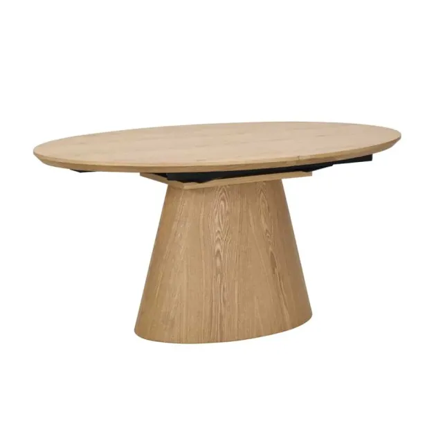 Table à manger extensible UNIQUE 160–200 cm – Chêne naturel avec pied central au design élégant Table à manger extensible UNIQUE 160–200 cm – Chêne naturel avec pied central au design élégant