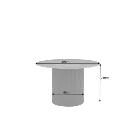 Table à manger ronde UNIQUE Ø120 cm – Plateau en céramique noire effet marbre & pied colonne