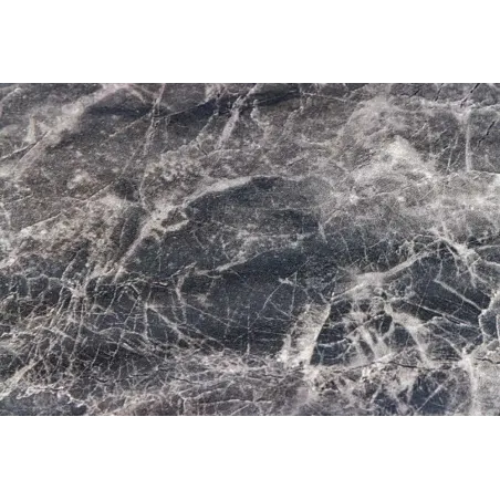 Table à manger ronde UNIQUE Ø120 cm – Plateau en céramique noire effet marbre & pied colonne