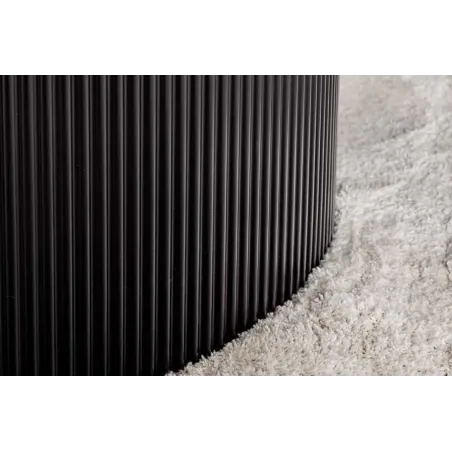 Table à manger ronde UNIQUE Ø120 cm – Plateau en céramique noire effet marbre & pied colonne