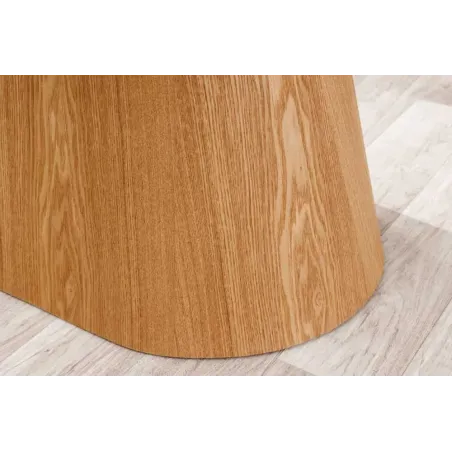 Table à manger design UNIQUE 200 cm – Plateau en céramique blanc effet marbre & pied colonne en chêne