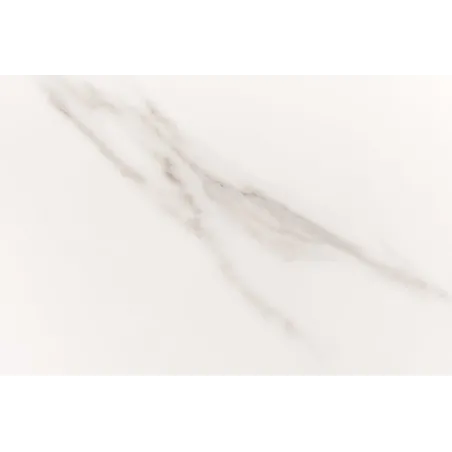 Table à manger design UNIQUE 200 cm – Plateau en céramique blanc effet marbre & pied colonne en chêne