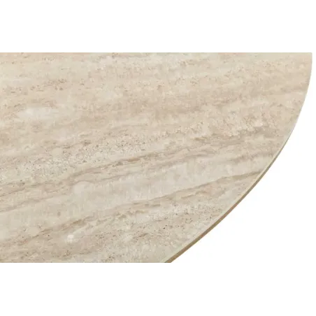 Table à manger extensible UNIQUE 160–200 cm – Plateau en céramique travertin & pied colonne en chêne naturel