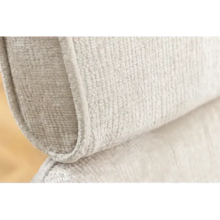 Chaise rétro pivotante UNIQUE – Revêtement chenille champagne beige & pieds métal noir avec accoudoirs