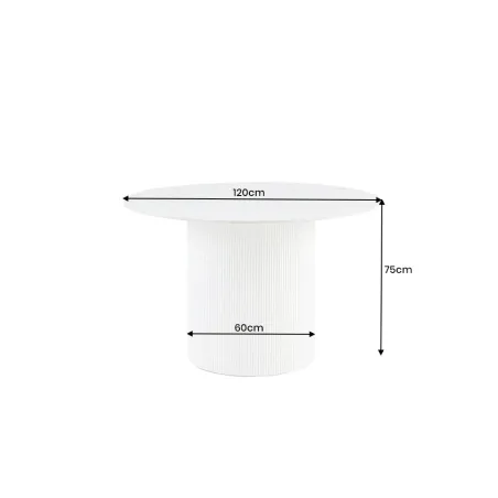 Table ronde en céramique blanche UNIQUE 120 cm – Design marbre & pied colonne élégant