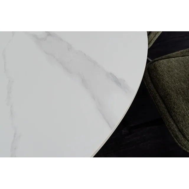Table ronde en céramique blanche UNIQUE 120 cm – Design marbre & pied colonne élégant Table ronde en céramique blanche UNIQUE 120 cm – Design marbre & pied colonne élégant