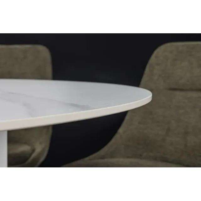 Table ronde en céramique blanche UNIQUE 120 cm – Design marbre & pied colonne élégant Table ronde en céramique blanche UNIQUE 120 cm – Design marbre & pied colonne élégant