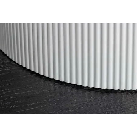 Table ronde en céramique blanche UNIQUE 120 cm – Design marbre & pied colonne élégant