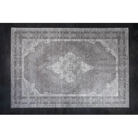 Tapis oriental PURE UNIQUE XXL 350x240 cm – Coton gris antique avec motifs géométriques élégants