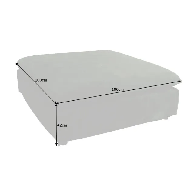 Pouf HEAVEN 100 cm – Grand pouf en tissu bouclé gris avec assise à ressorts et housse amovible