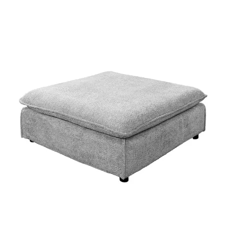 Pouf HEAVEN 100 cm – Grand pouf en tissu bouclé gris avec assise à ressorts et housse amovible