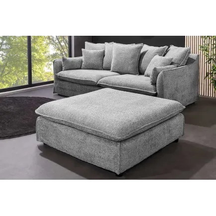 Pouf HEAVEN 100 cm – Grand pouf en tissu bouclé gris avec assise à ressorts et housse amovible 2