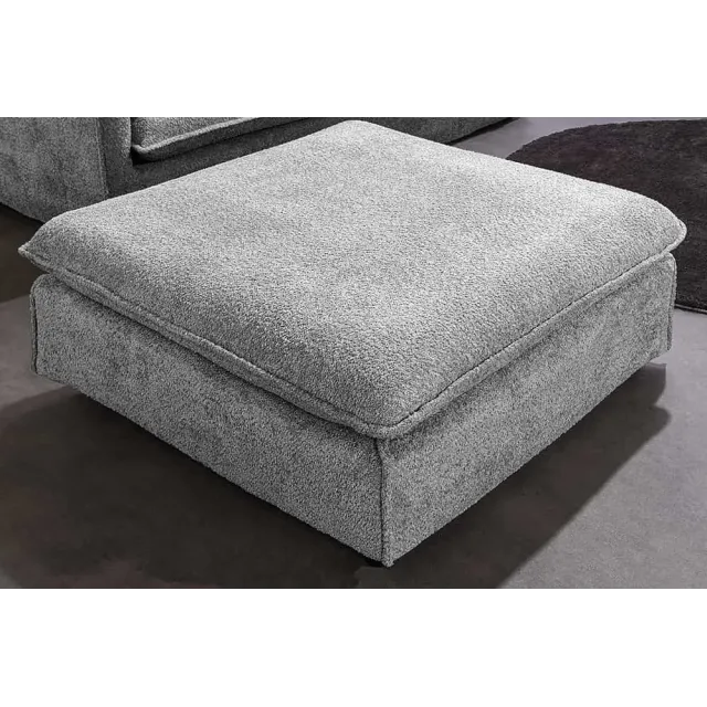 Pouf HEAVEN 100 cm – Grand pouf en tissu bouclé gris avec assise à ressorts et housse amovible