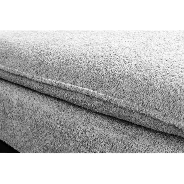 Pouf HEAVEN 100 cm – Grand pouf en tissu bouclé gris avec assise à ressorts et housse amovible