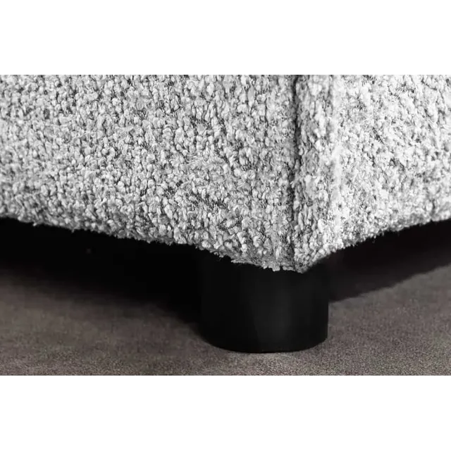Pouf HEAVEN 100 cm – Grand pouf en tissu bouclé gris avec assise à ressorts et housse amovible