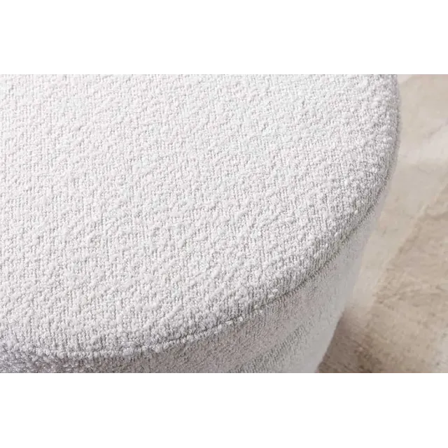 Pouf rond VOGUE 50 cm – Tissu bouclé crème blanc avec espace de rangement intégré