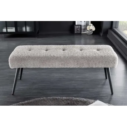 Banquette BOUTIQUE 100 cm – Tissu bouclé champagner greige avec pieds en métal noir réglables 2