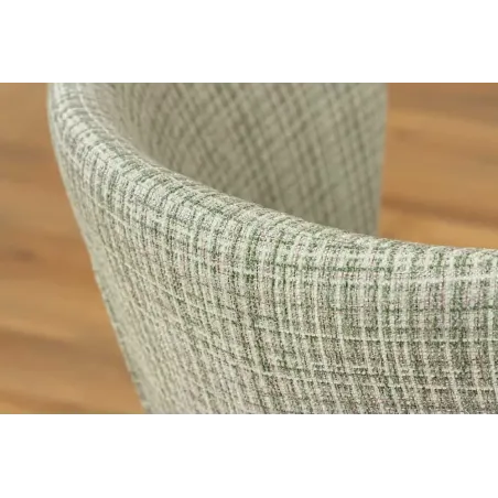 Chaise design LYON – Tissu bouclé à carreaux vert et rose, pieds en métal noir, style rétro revisité
